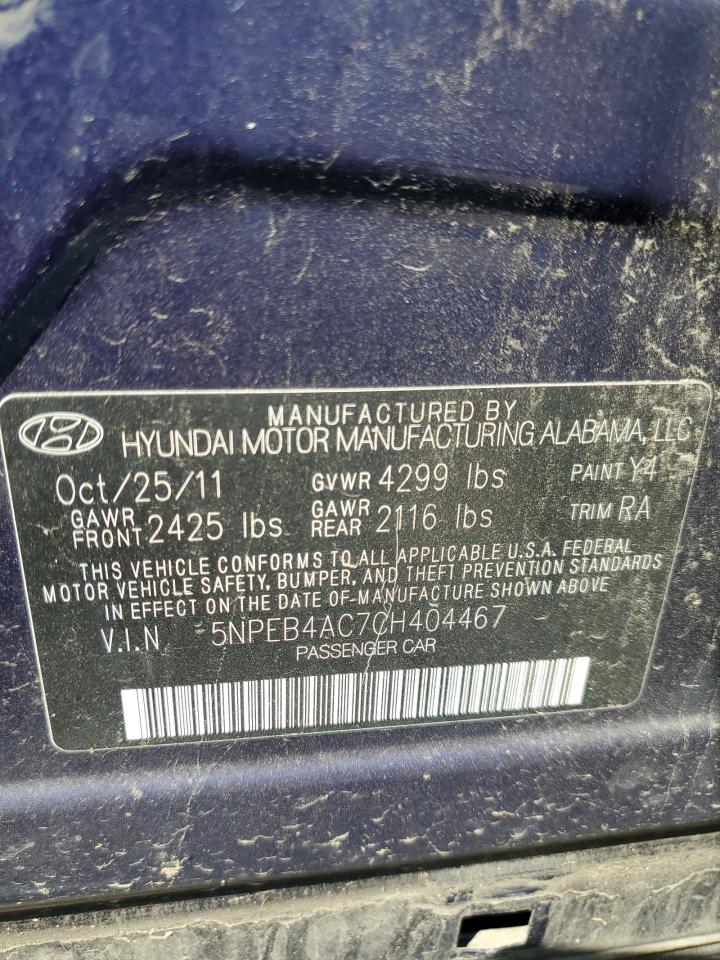 5NPEB4AC7CH404467 2012 Hyundai Sonata Gls