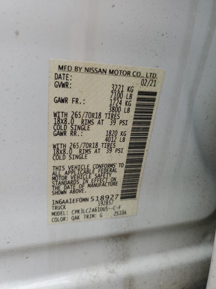 1N6AA1EF0MN518927 2021 Nissan Titan Sv
