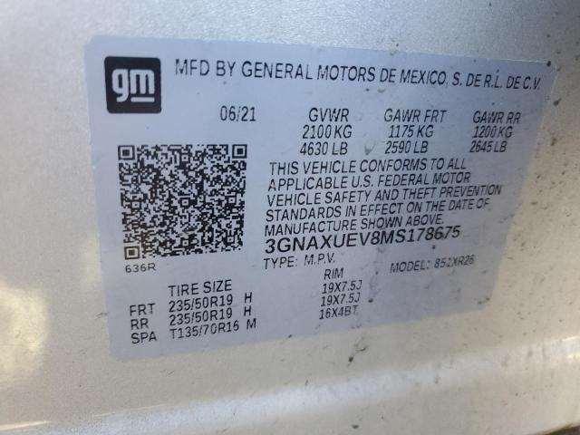 2021 Chevrolet Equinox Lt VIN: 3GNAXUEV8MS178675 Lot: 56639004