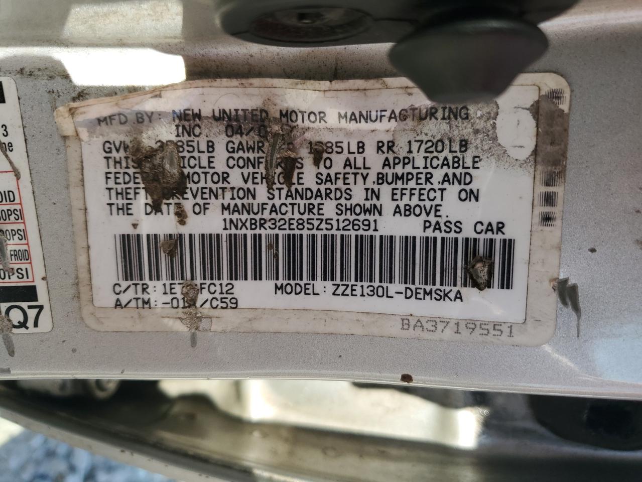 1NXBR32E85Z512691 2005 Toyota Corolla Ce