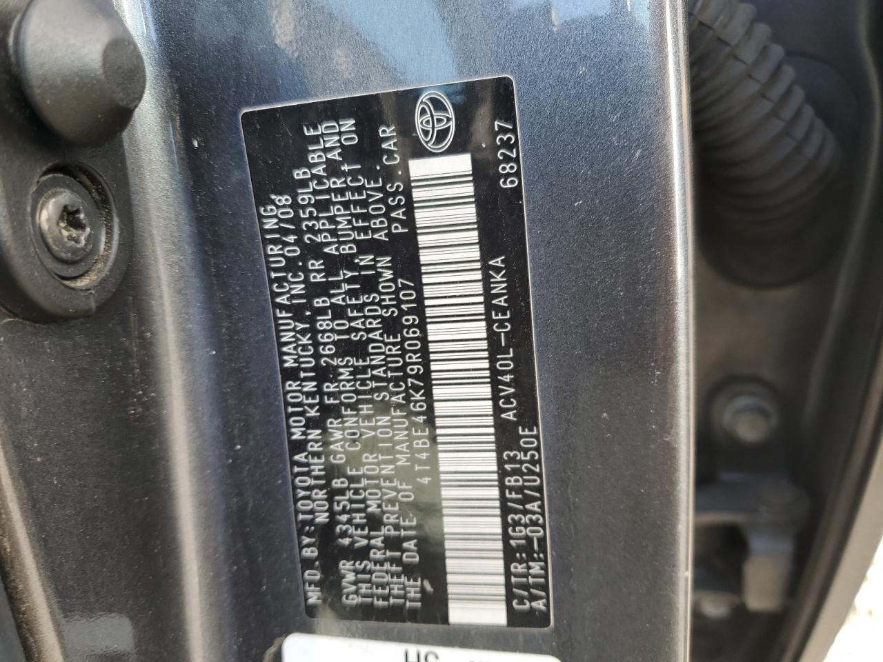 4T4BE46K79R069107 2009 Toyota Camry Base