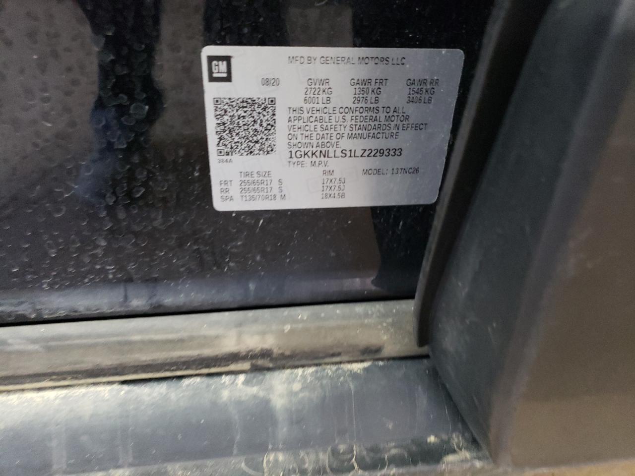 1GKKNLLS1LZ229333 2020 GMC Acadia At4