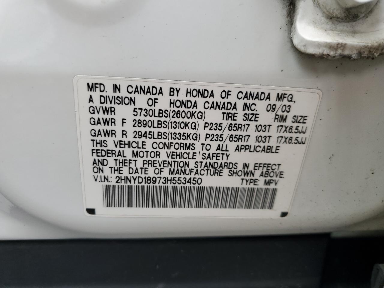 2HNYD18973H553450 2003 Acura Mdx Touring