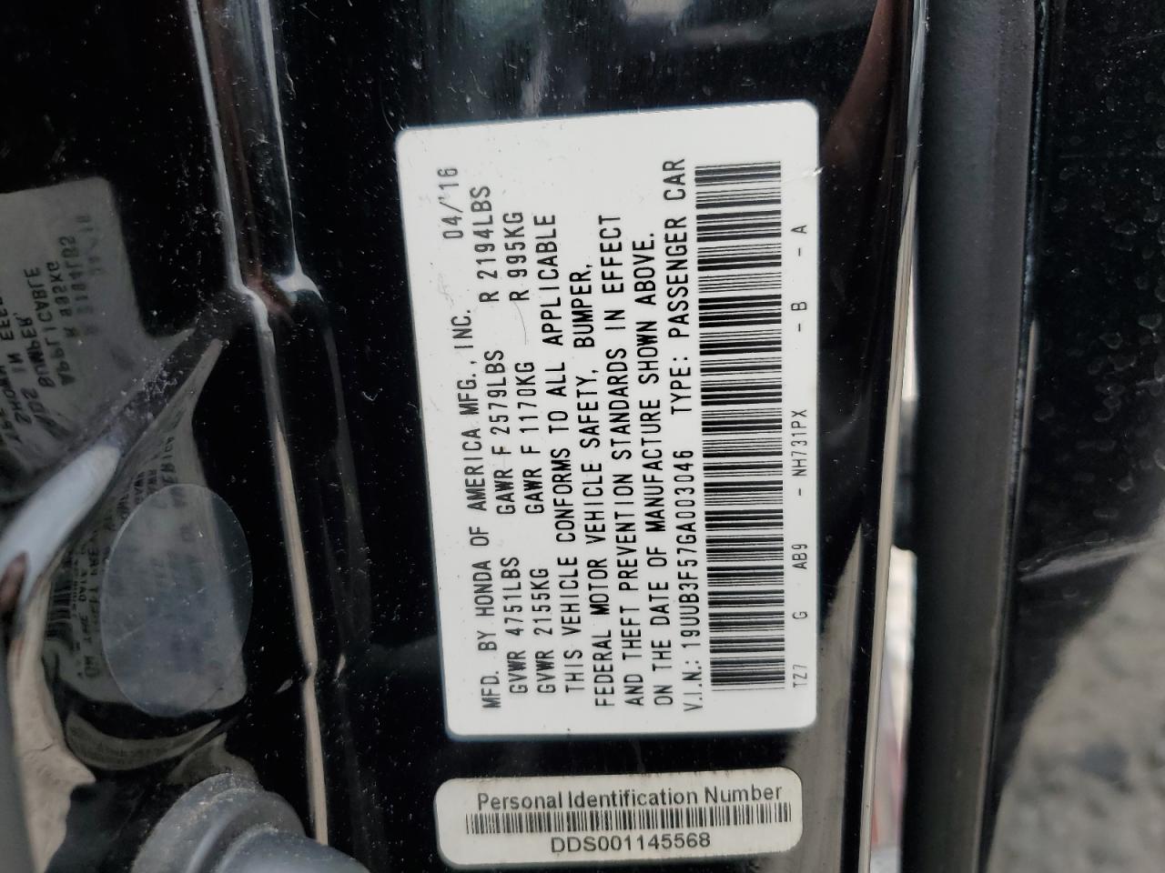 19UUB3F57GA003046 2016 Acura Tlx Tech