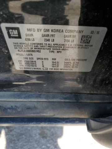 2016 Chevrolet Trax 1Lt VIN: KL7CJLSB8GB651852 Lot: 54440834