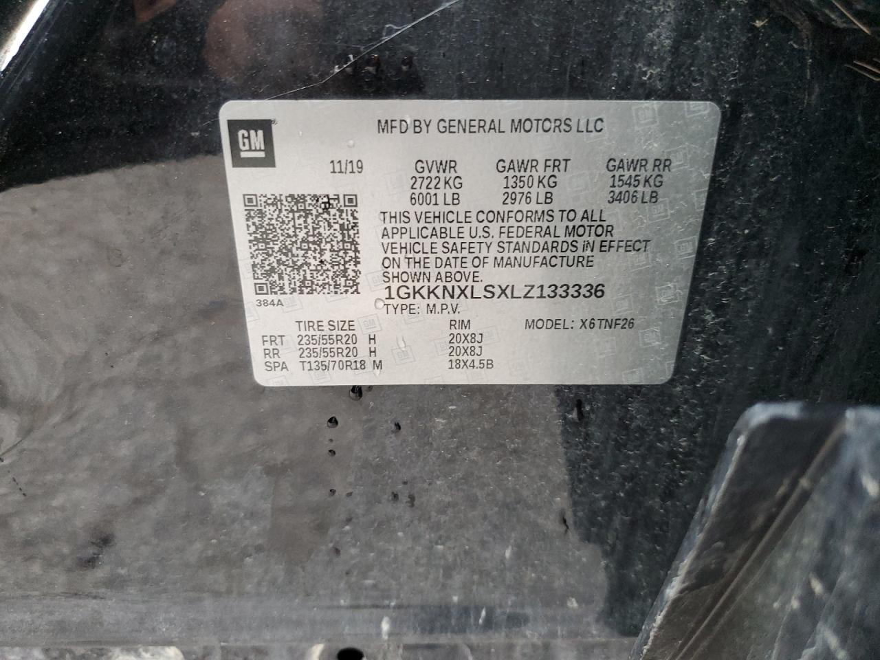 1GKKNXLSXLZ133336 2020 GMC Acadia Denali