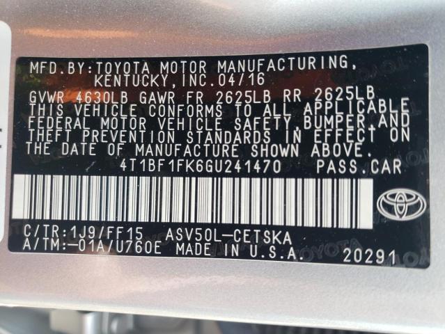 VIN 4T1BF1FK6GU241470 2016 Toyota Camry, LE no.12