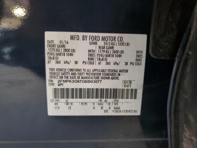 2016 Ford Edge Se VIN: 2FMPK3G97GBB03077 Lot: 56166104