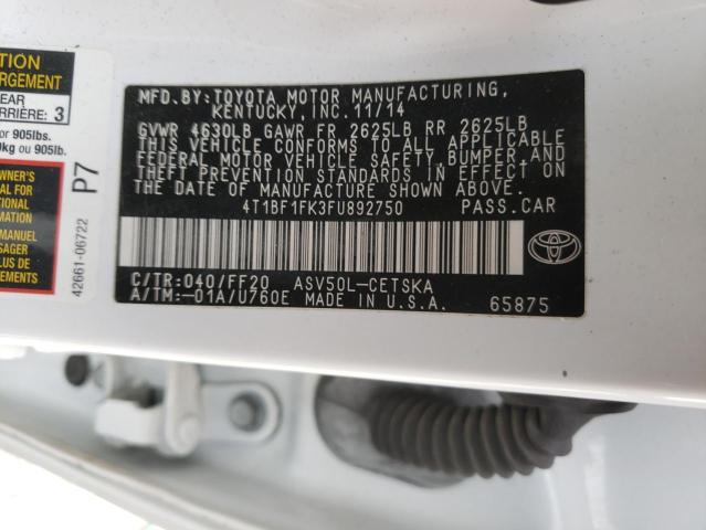 VIN 4T1BF1FK3FU892750 2015 Toyota Camry, LE no.13