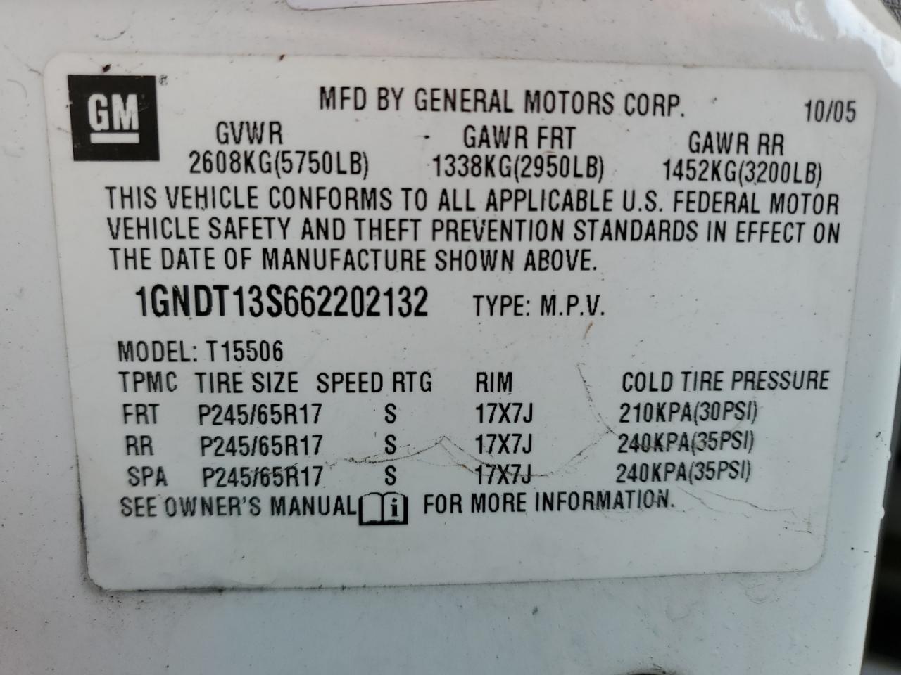 1GNDT13S662202132 2006 Chevrolet Trailblazer Ls