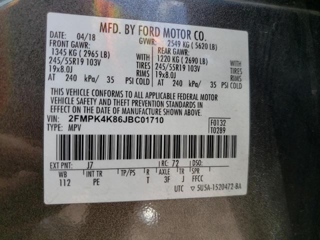 2018 Ford Edge Titanium VIN: 2FMPK4K86JBC01710 Lot: 53116064