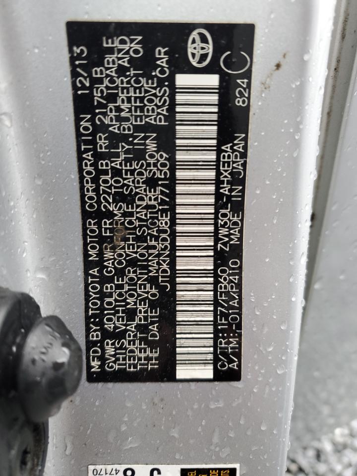 JTDKN3DU8E1771509 2014 Toyota Prius