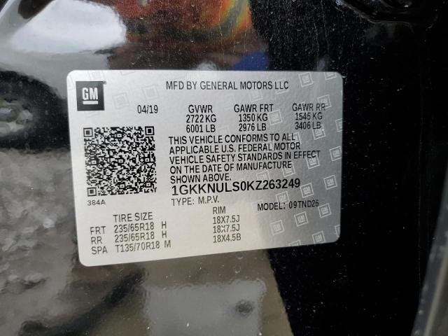 2019 GMC Acadia Slt-1 VIN: 1GKKNULS0KZ263249 Lot: 55816394