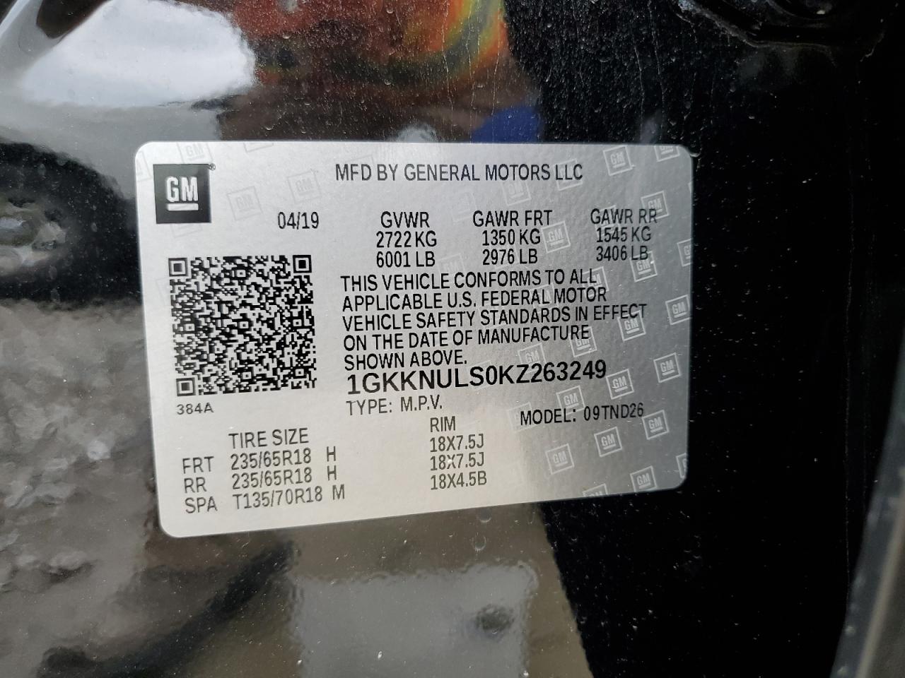 1GKKNULS0KZ263249 2019 GMC Acadia Slt-1