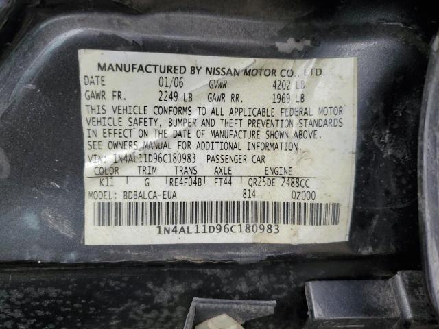 2006 Nissan Altima S VIN: 1N4AL11D96C180983 Lot: 53666644