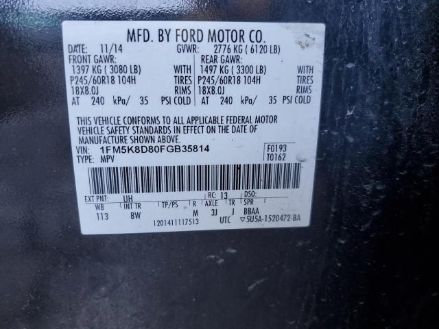 2015 Ford Explorer Xlt VIN: 1FM5K8D80FGB35814 Lot: 57944364