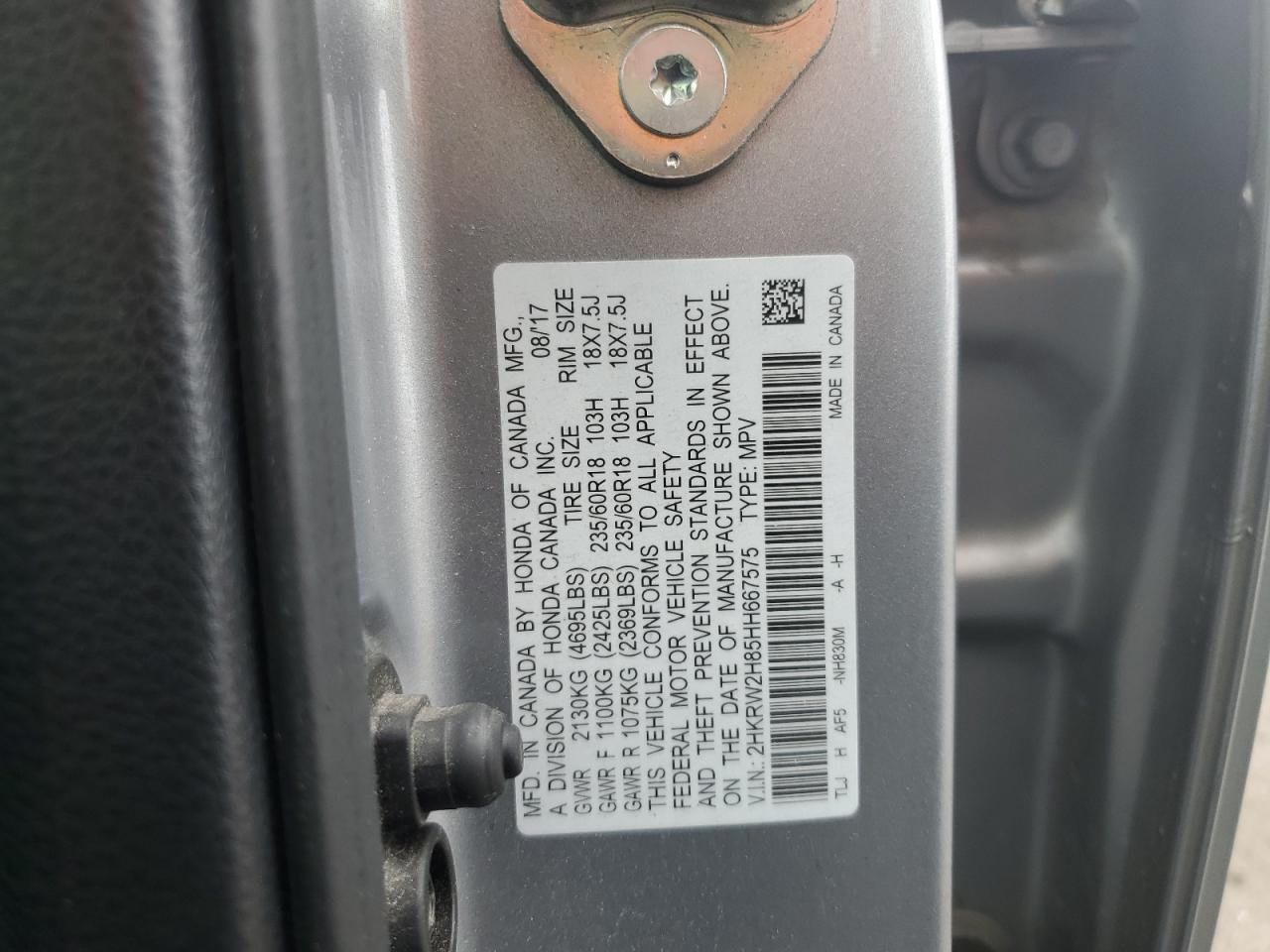 2HKRW2H85HH667575 2017 Honda Cr-V Exl