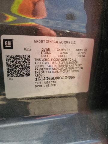 2019 Chevrolet Sonic Lt VIN: 1G1JD6SB9K4134066 Lot: 56765454