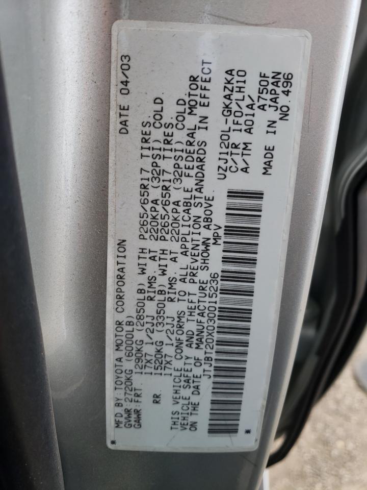 JTJBT20X030015236 2003 Lexus Gx 470