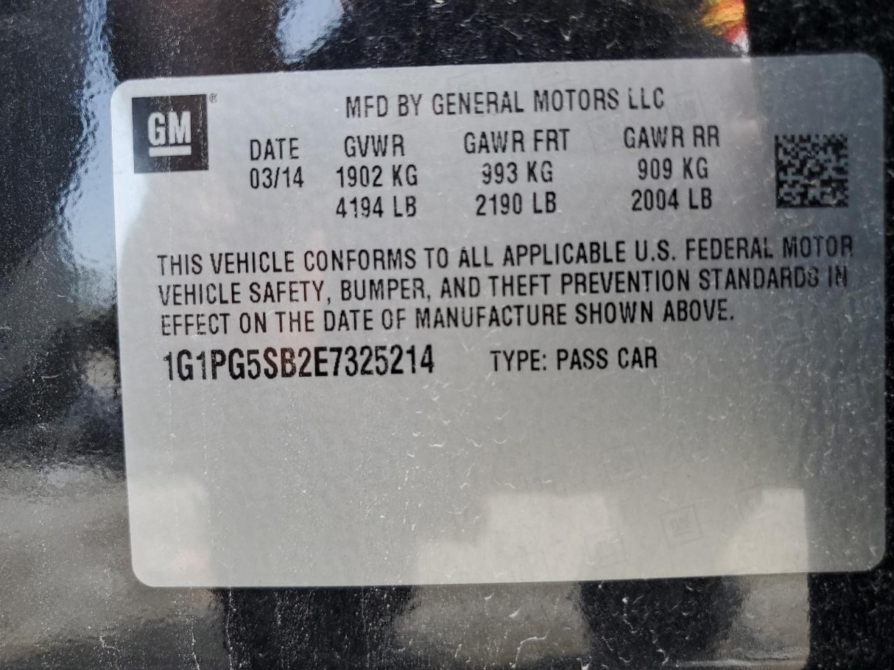 1G1PG5SB2E7325214 2014 Chevrolet Cruze Ltz