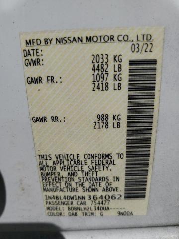 2022 Nissan Altima Sv VIN: 1N4BL4DW1NN364062 Lot: 55327884