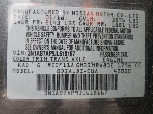 2018 Nissan Sentra S VIN: 3N1AB7AP9JL618167 Lot: 54179694