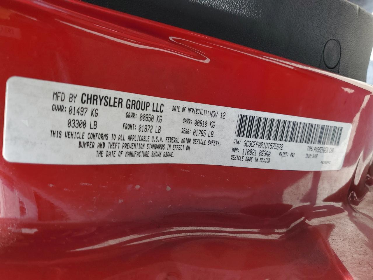 3C3CFFAR1DT575572 2013 Fiat 500 Pop