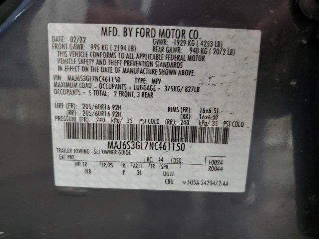 2022 Ford Ecosport Se VIN: MAJ6S3GL7NC461150 Lot: 53865764