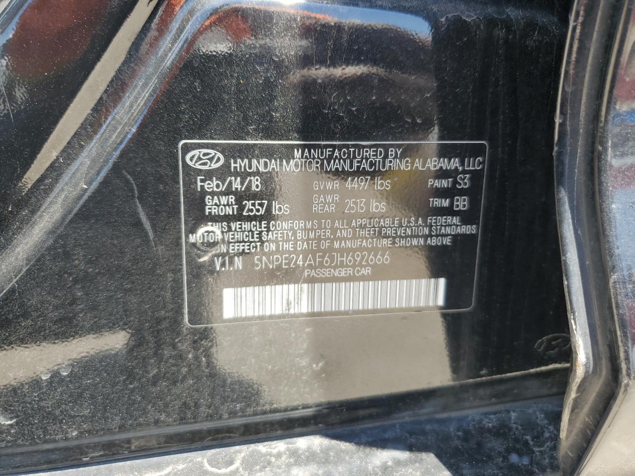 5NPE24AF6JH692666 2018 Hyundai Sonata Se