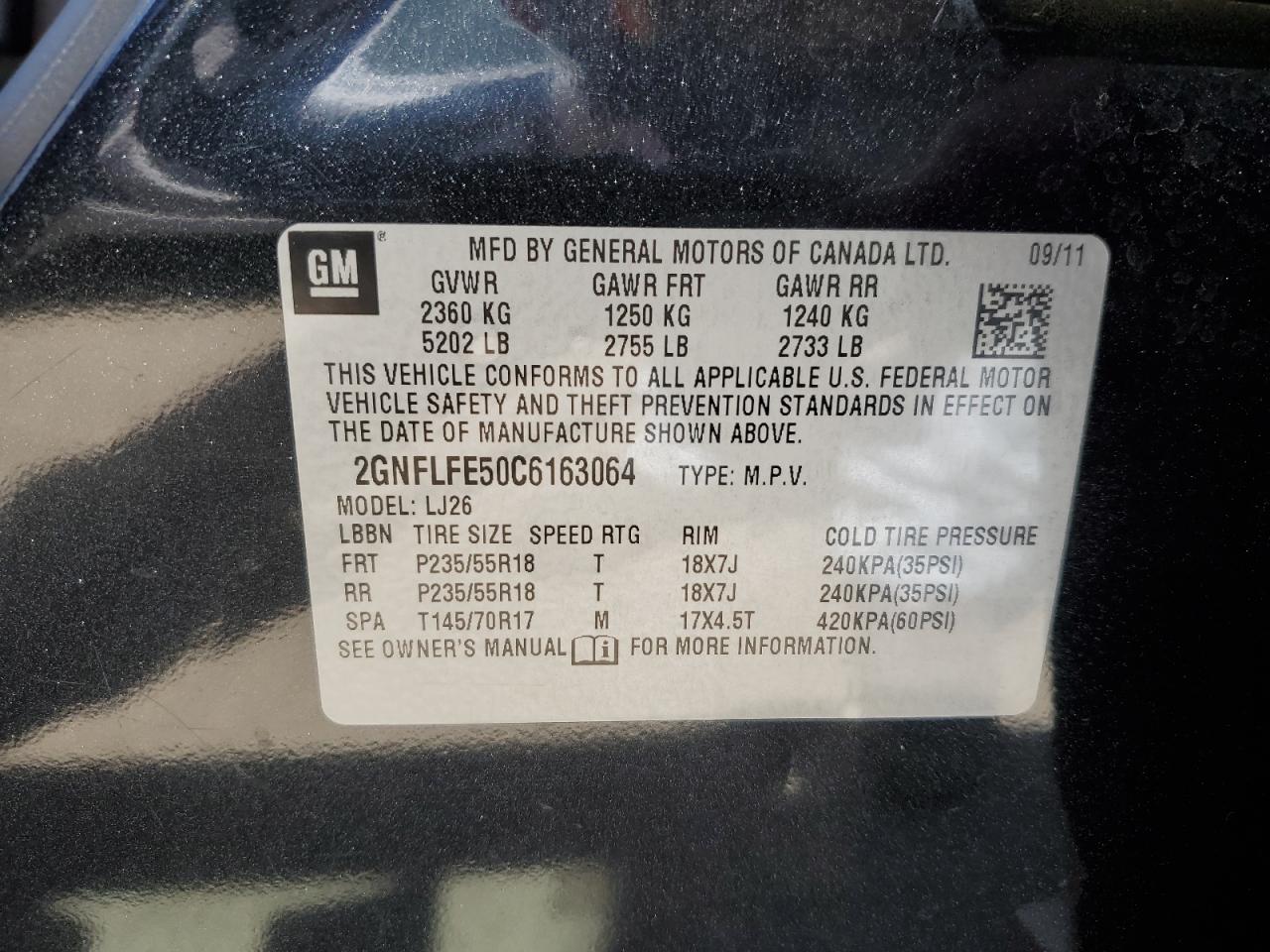 2GNFLFE50C6163064 2012 Chevrolet Equinox Ltz