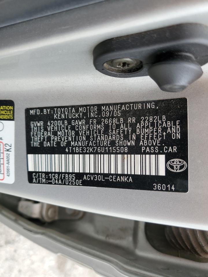 4T1BE32K76U115508 2006 Toyota Camry Le