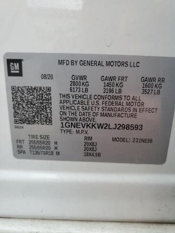 2020 Chevrolet Traverse Premier VIN: 1GNEVKKW2LJ298593 Lot: 56256684