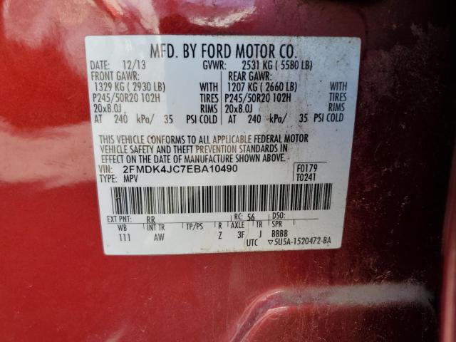 2014 Ford Edge Sel VIN: 2FMDK4JC7EBA10490 Lot: 53343044