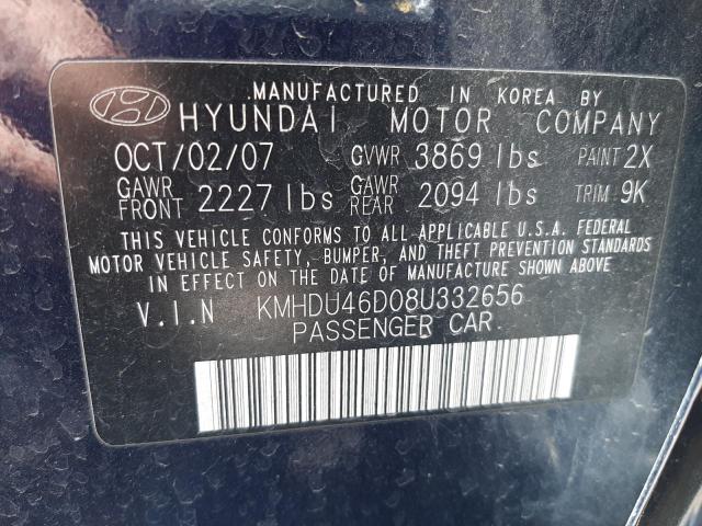 2008 Hyundai Elantra Gls VIN: KMHDU46D08U332656 Lot: 54587454