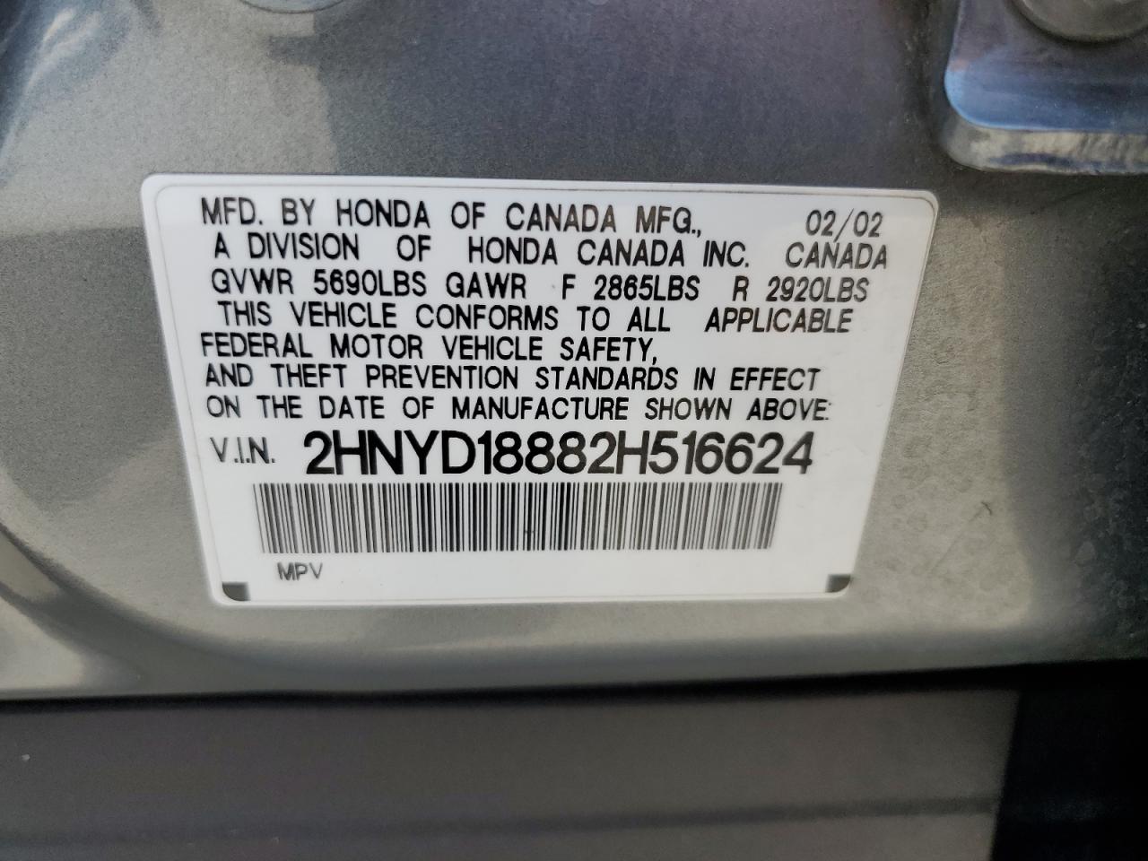 2HNYD18882H516624 2002 Acura Mdx Touring