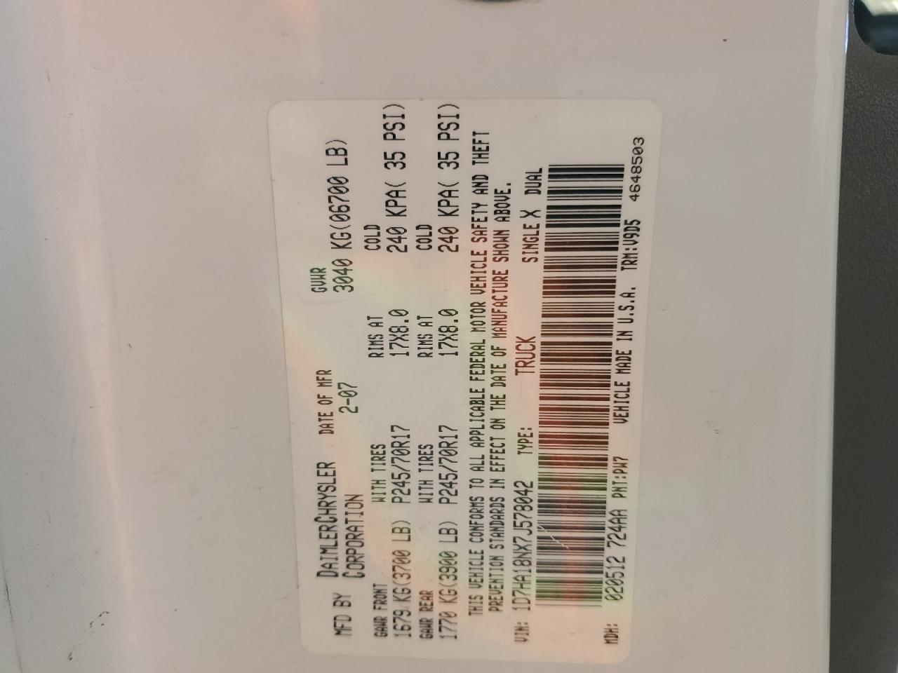 1D7HA18NX7J578042 2007 Dodge Ram 1500 St