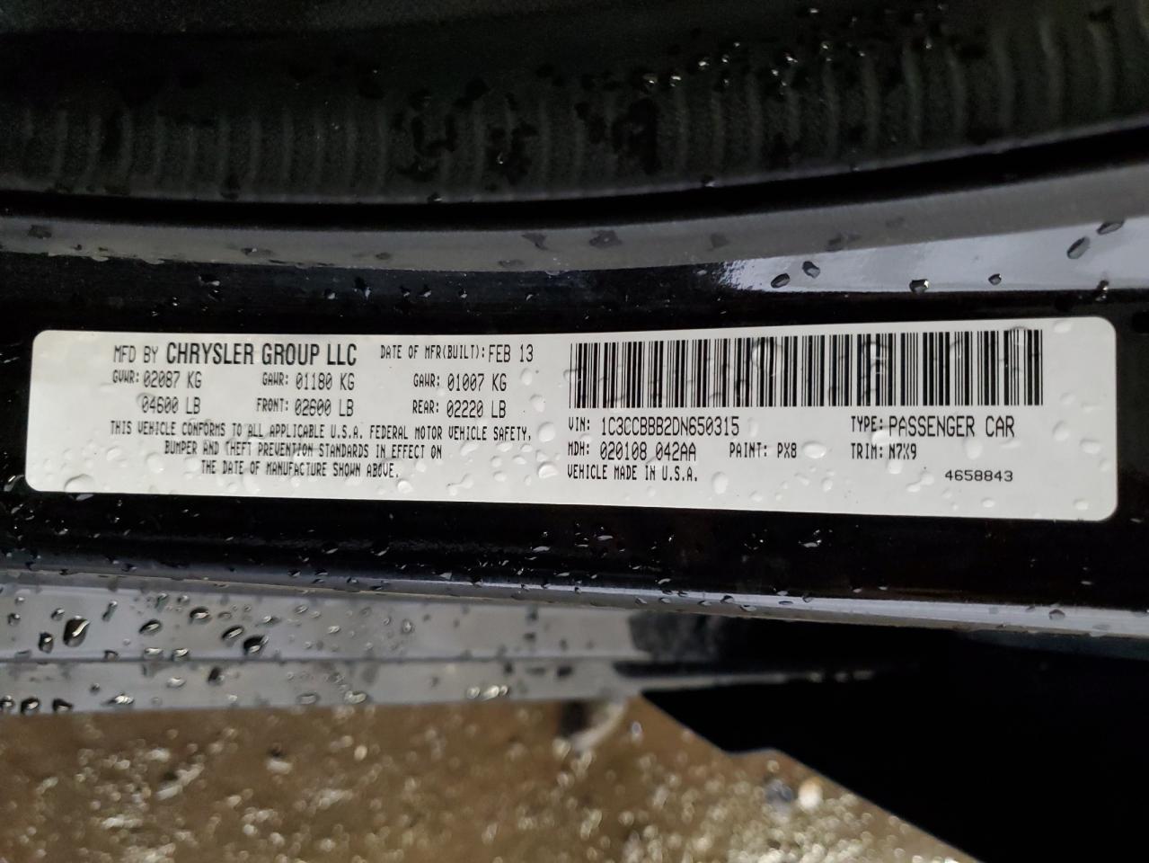 1C3CCBBB2DN650315 2013 Chrysler 200 Touring