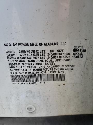 2018 Honda Pilot Ex VIN: 5FNYF6H32JB019039 Lot: 53193204