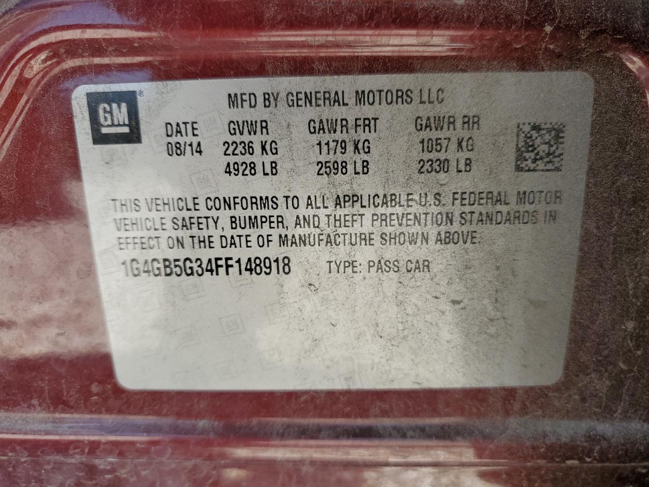 1G4GB5G34FF148918 2015 Buick Lacrosse