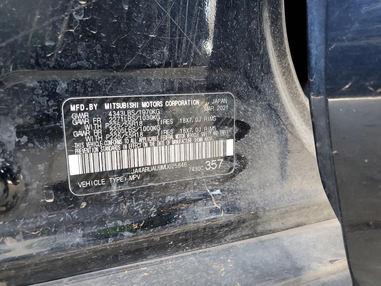 JA4ARUAU9MU025846 2021 Mitsubishi Outlander Sport Es