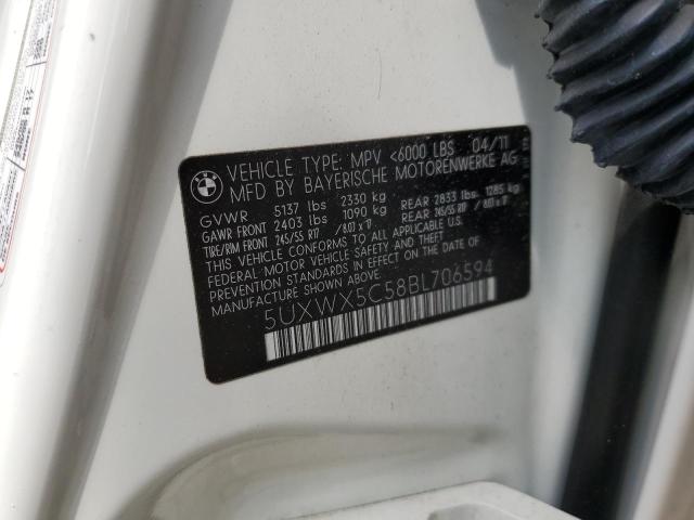 2011 BMW X3 xDrive28I VIN: 5UXWX5C58BL706594 Lot: 55009004