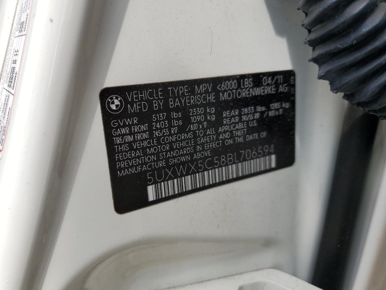 5UXWX5C58BL706594 2011 BMW X3 xDrive28I