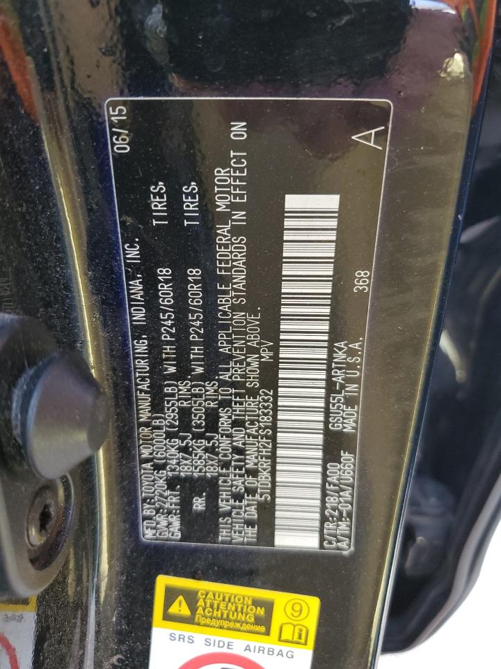 5TDBKRFH2FS183332 2015 Toyota Highlander Le