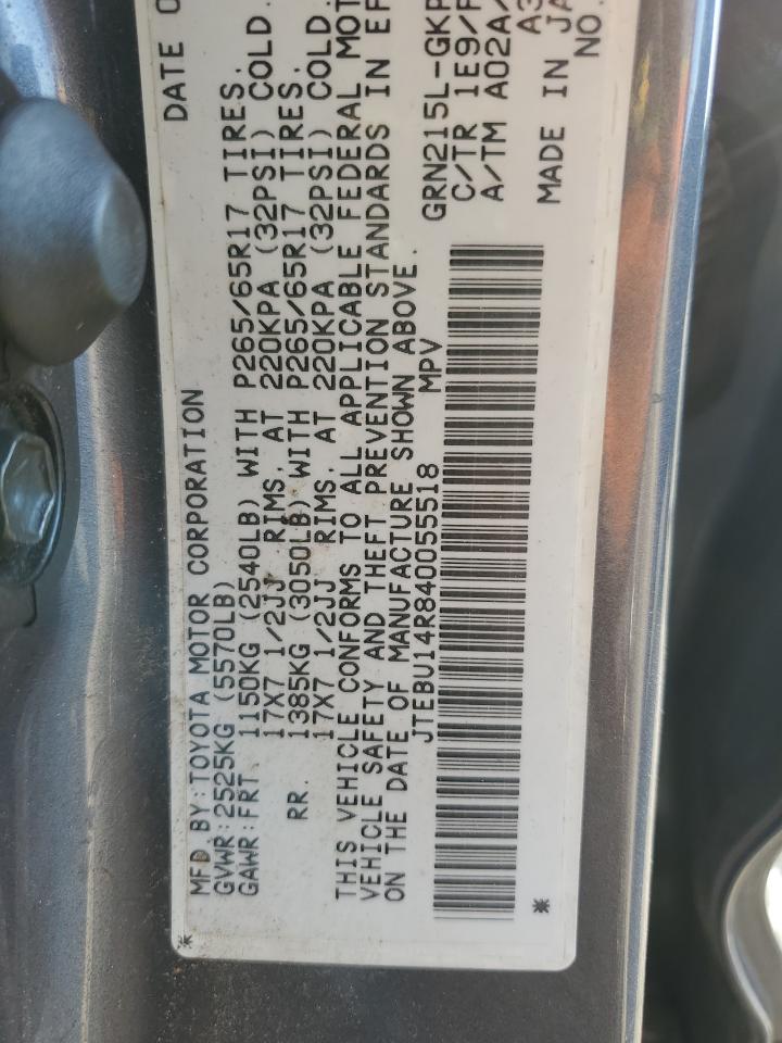 JTEBU14R840055518 2004 Toyota 4Runner Sr5