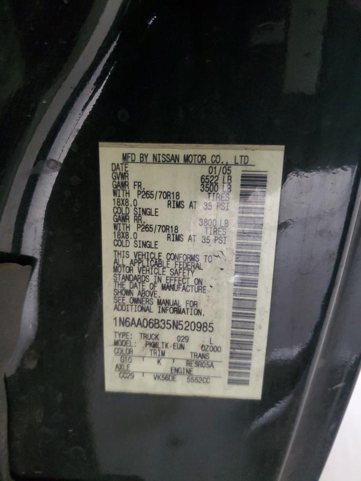 1N6AA06B35N520985 2005 Nissan Titan Xe