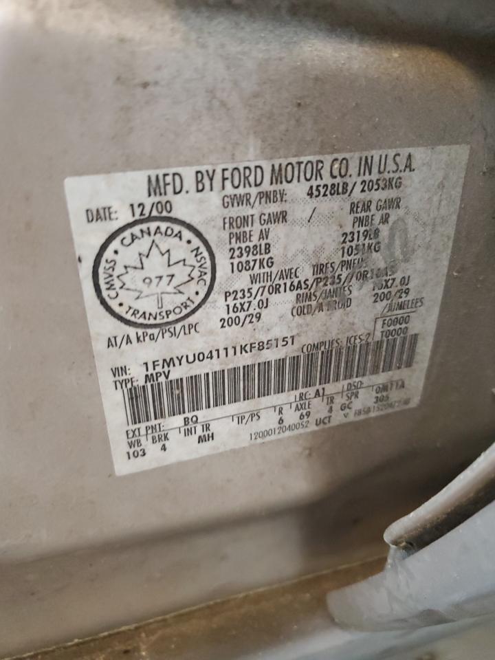 1FMYU04111KF85151 2001 Ford Escape Xlt