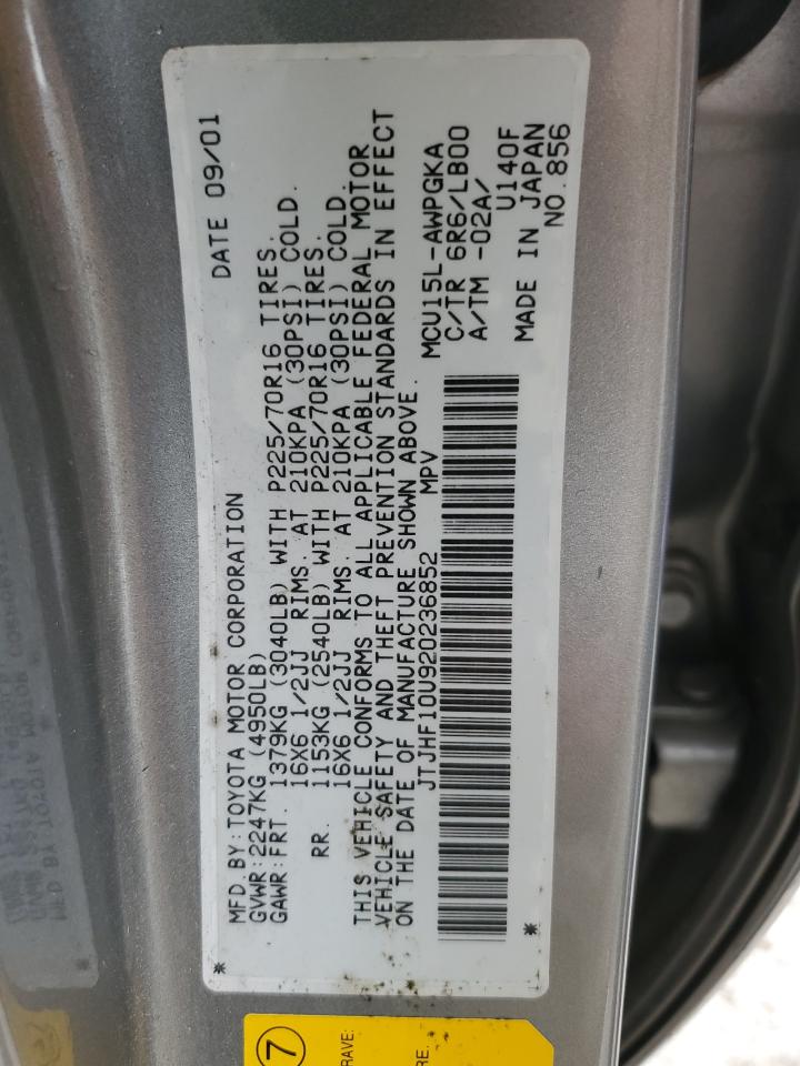 JTJHF10U920236852 2002 Lexus Rx 300