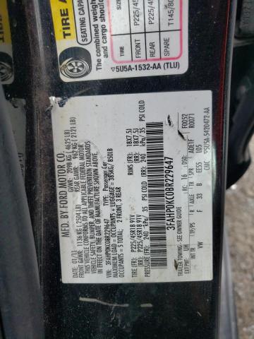 2011 Ford Fusion Sport VIN: 3FAHP0KC0BR229647 Lot: 56865134