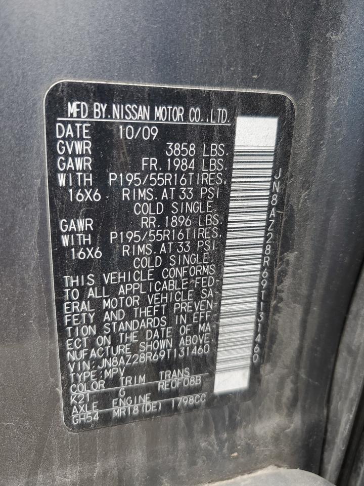 JN8AZ28R69T131460 2009 Nissan Cube Base