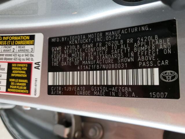 2022 Toyota Avalon Xle VIN: 4T1AZ1FB7NU080031 Lot: 56489994